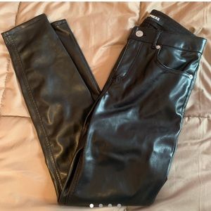 Express black faux leather high rise pants